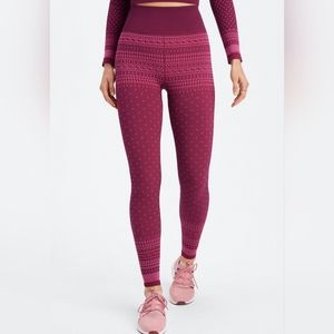 High-Waisted Seamless Fair Isle Legging in Merlot/Multi, size M